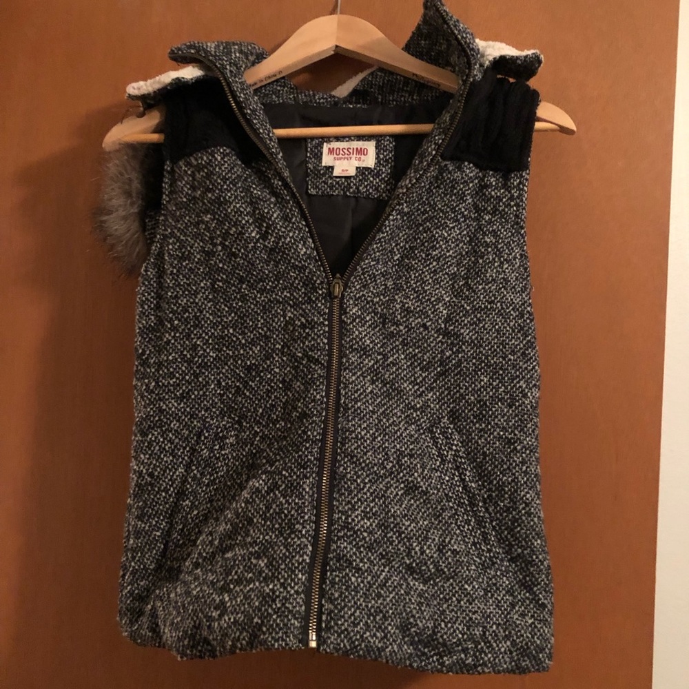 Vest with fur hood